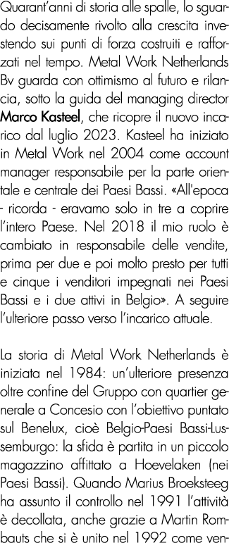 Quarant’anni di storia alle spalle, lo sguardo decisamente rivolto alla crescita investendo sui punti di forza costru...